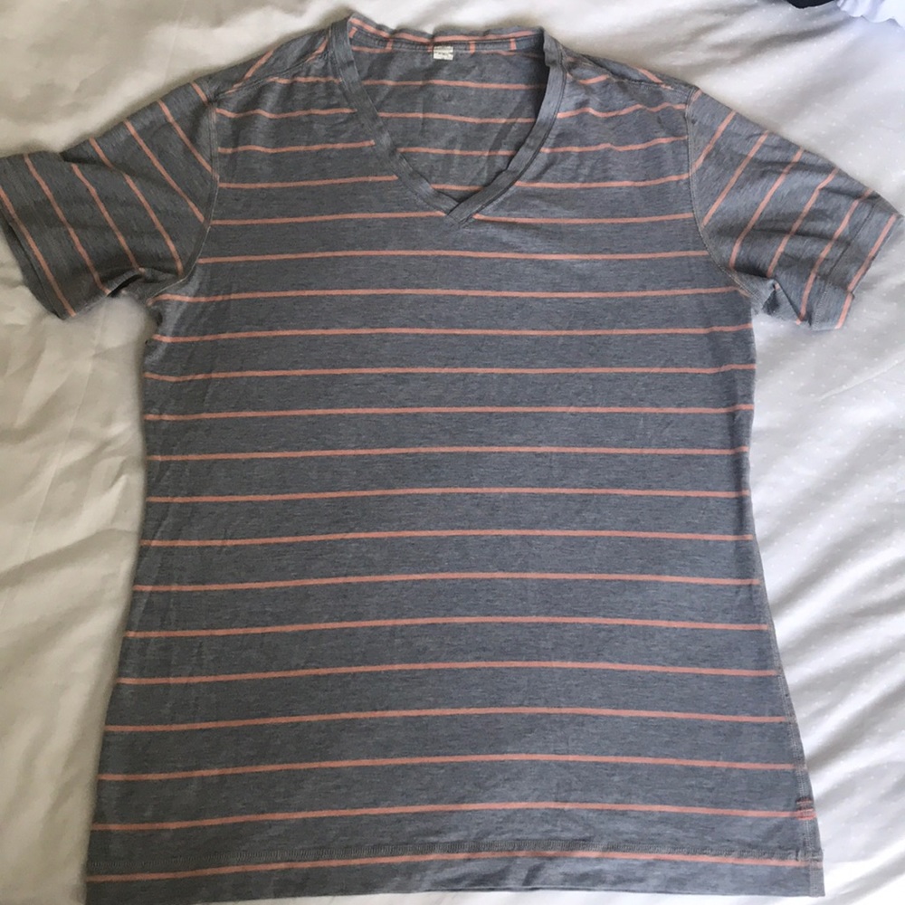 Lululemon grey and salmon striped tshirt